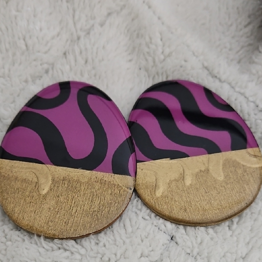 Purple and Gold Abstract Earrings